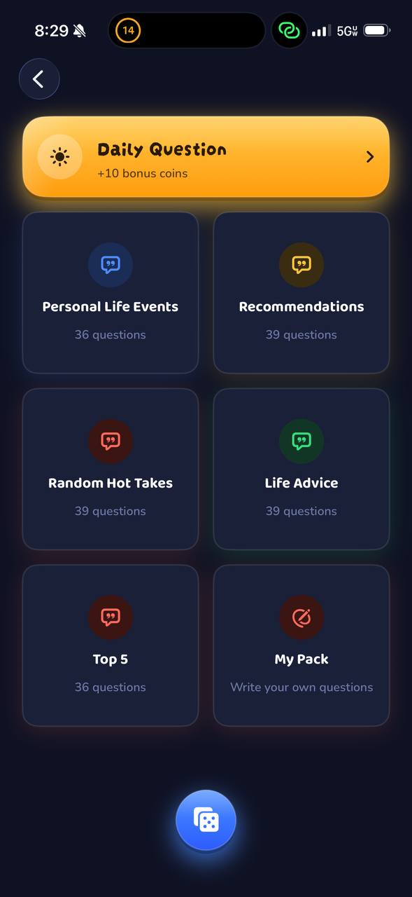 Question pack picker
